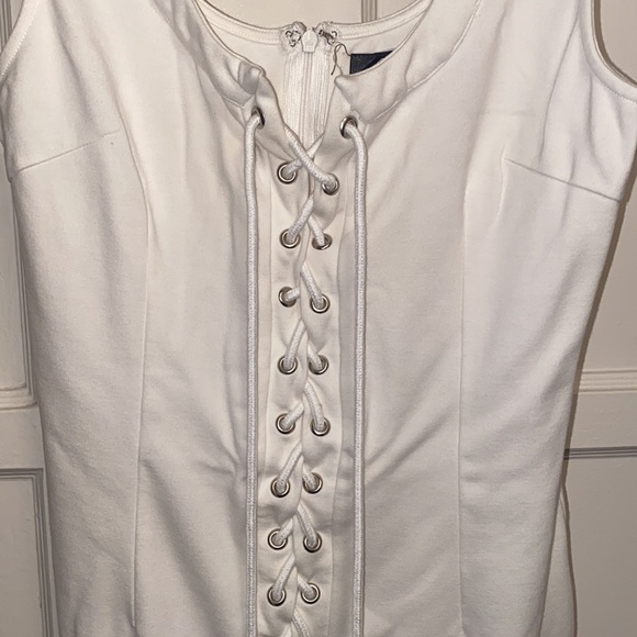 GS Love White Large Over Shoulder Front Draw String Dress - Picture 5 of 8